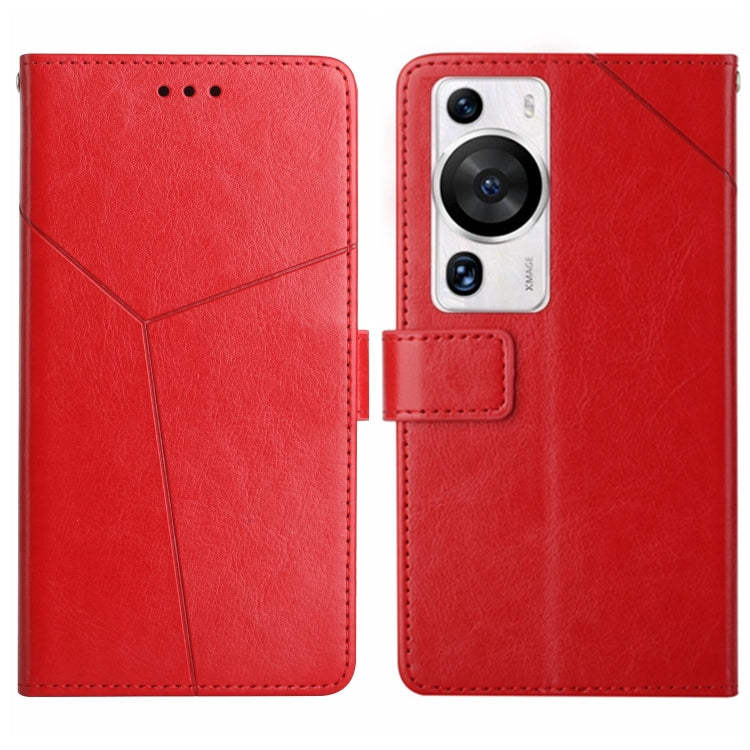 For Huawei P60 Pro HT01 Y-shaped Pattern Flip Leather Phone Case