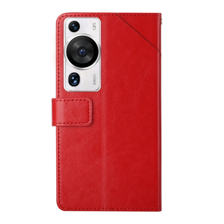For Huawei P60 Pro HT01 Y-shaped Pattern Flip Leather Phone Case