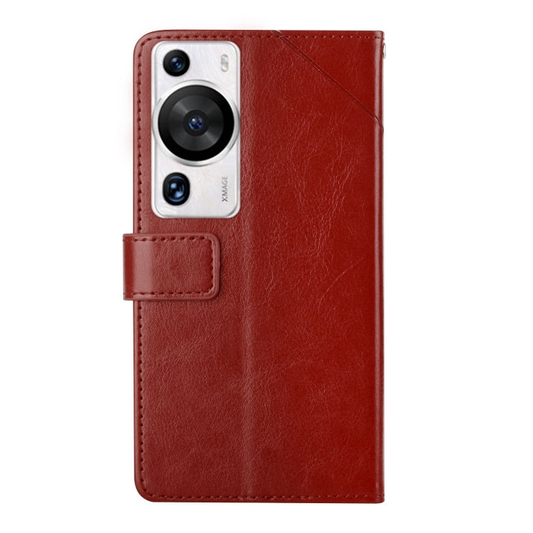 For Huawei P60 Pro HT01 Y-shaped Pattern Flip Leather Phone Case