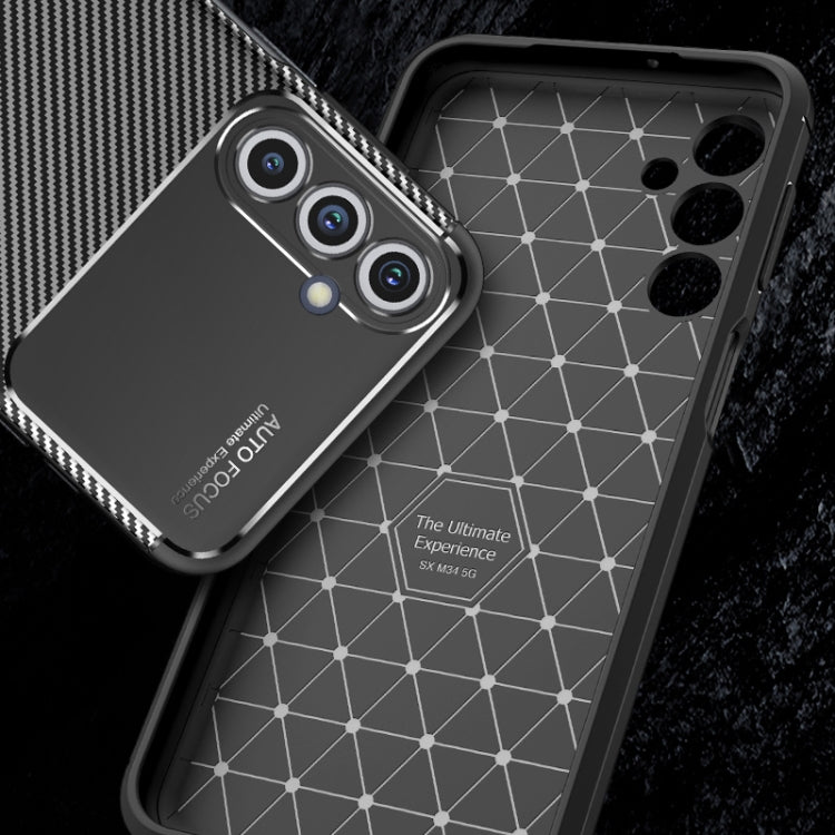 For Samsung Galaxy M34 5G Carbon Fiber Texture Shockproof TPU Phone Case(Black)