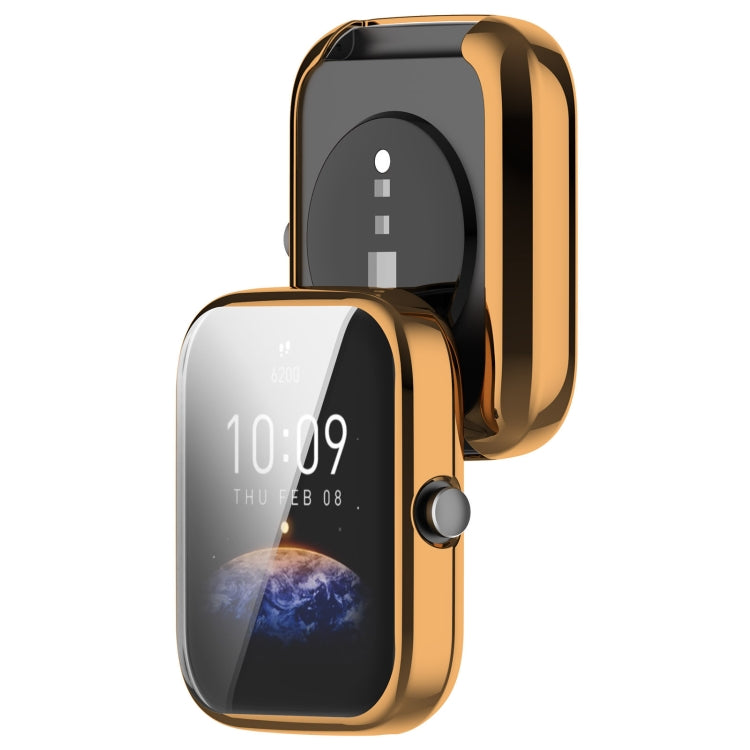 For Amazfit Bip 3 / Bip 3 Pro Universal Full Coverage TPU Electroplating Watch Protective Case