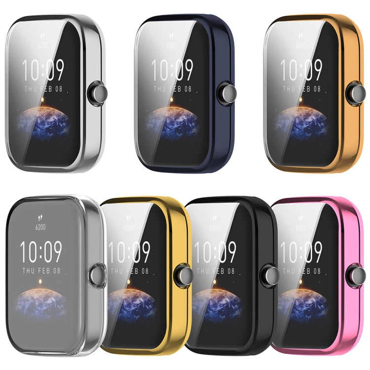 For Amazfit Bip 3 / Bip 3 Pro Universal Full Coverage TPU Electroplating Watch Protective Case