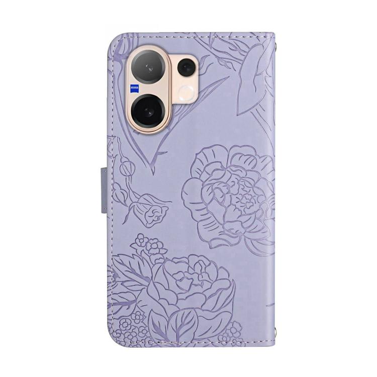 For vivo V60 5G HT03 Skin Feel Butterfly Embossed Flip Leather Phone Case