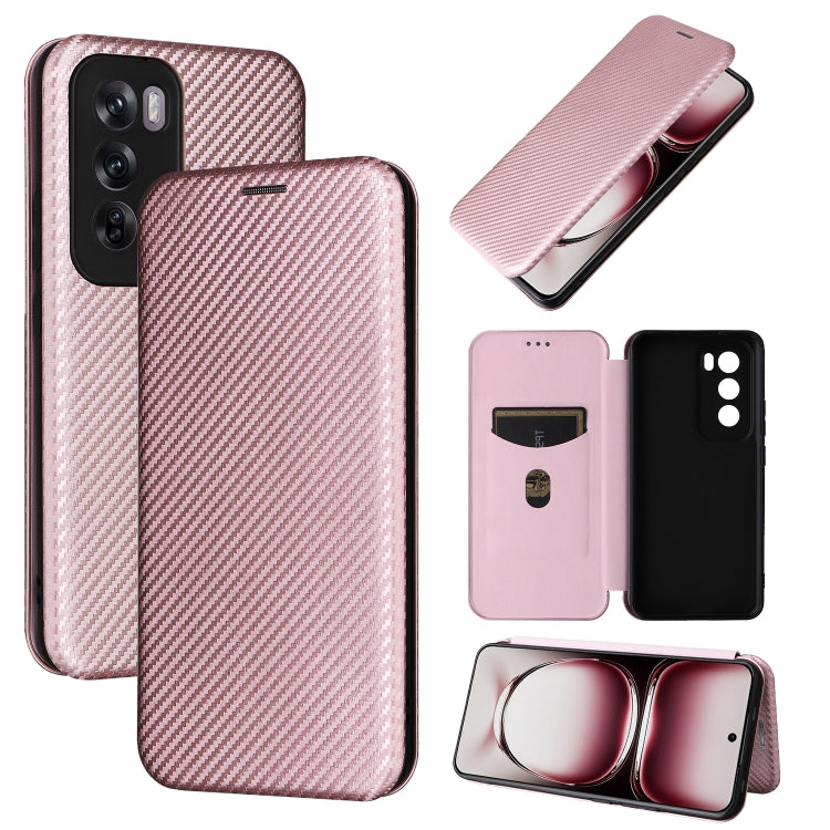 For OPPO Reno12 Pro 5G Global Carbon Fiber Texture Flip Leather Phone Case