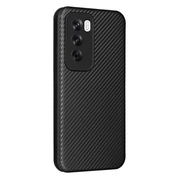 For OPPO Reno12 5G Global Carbon Fiber Texture Flip Leather Phone Case