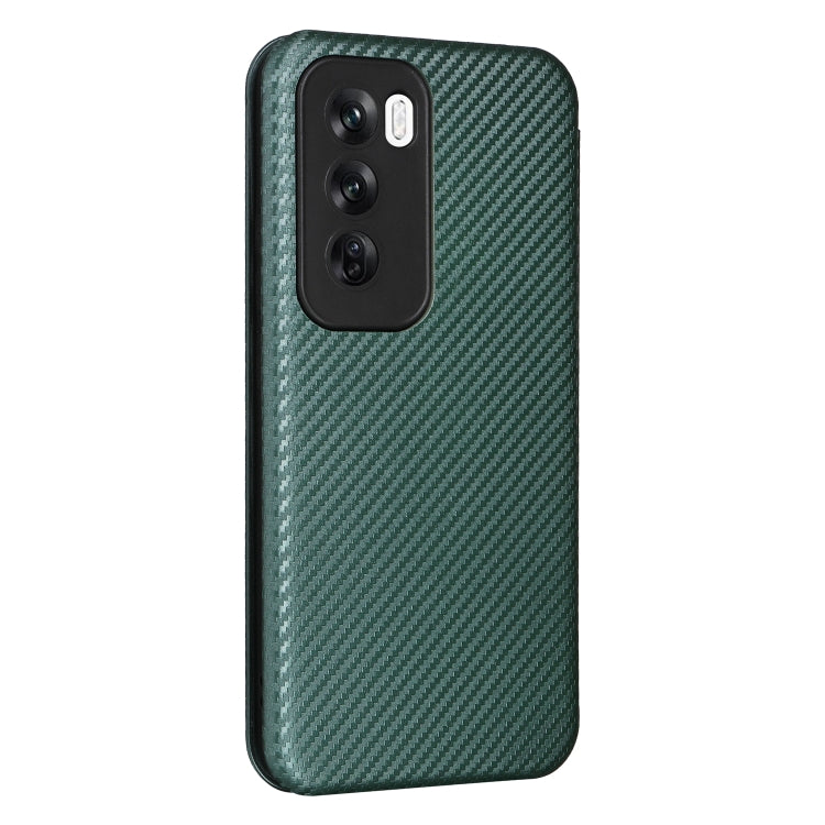 For OPPO Reno12 5G Global Carbon Fiber Texture Flip Leather Phone Case