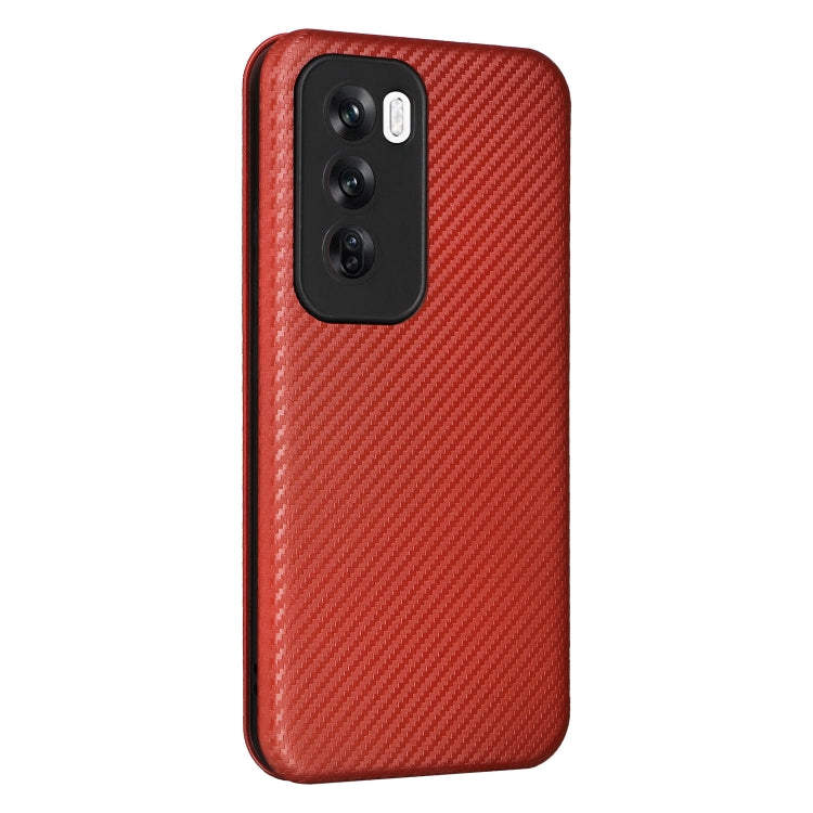 For OPPO Reno12 5G Global Carbon Fiber Texture Flip Leather Phone Case