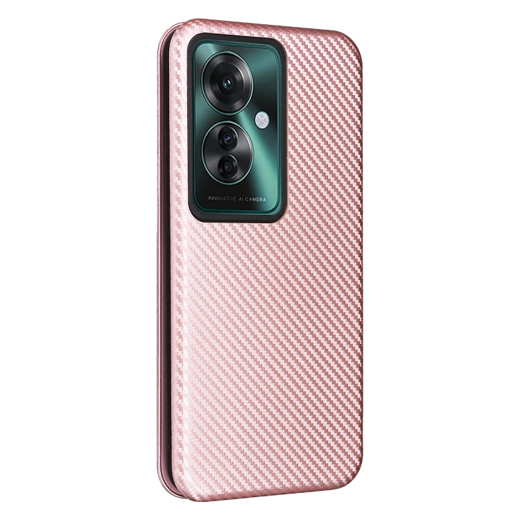 For OPPO Reno11 PJH110 Carbon Fiber Texture Flip Leather Phone Case