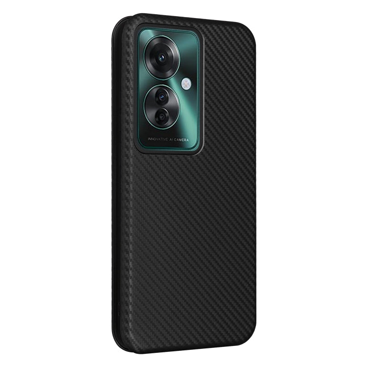 For OPPO Reno11 PJH110 Carbon Fiber Texture Flip Leather Phone Case