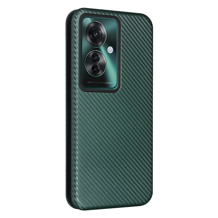 For OPPO Reno11 PJH110 Carbon Fiber Texture Flip Leather Phone Case