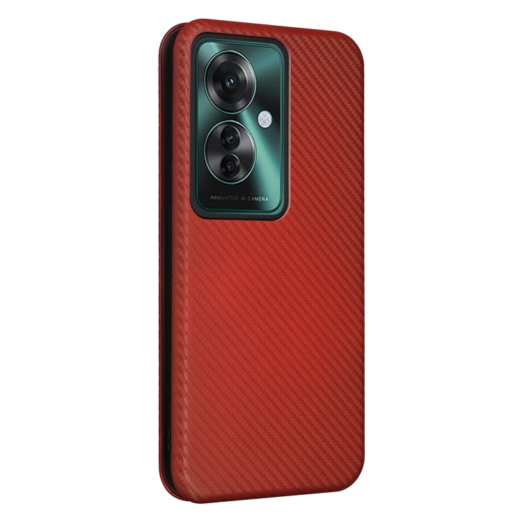 For OPPO Reno11 PJH110 Carbon Fiber Texture Flip Leather Phone Case