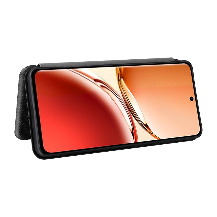 For OPPO Reno12 F 5G / 4G Carbon Fiber Texture Flip Leather Phone Case