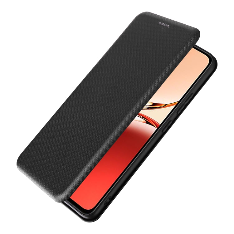 For OPPO Reno12 F 5G / 4G Carbon Fiber Texture Flip Leather Phone Case