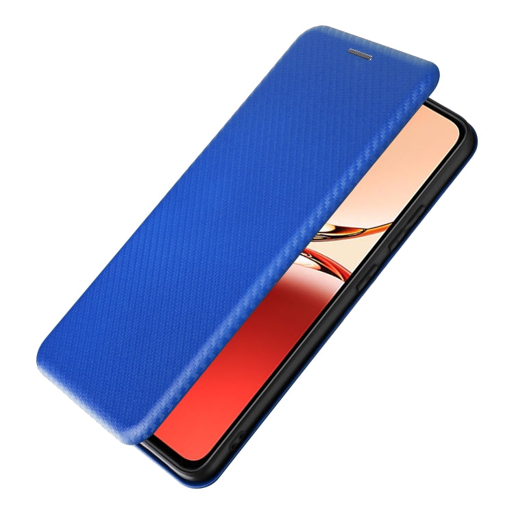 For OPPO Reno12 F 5G / 4G Carbon Fiber Texture Flip Leather Phone Case
