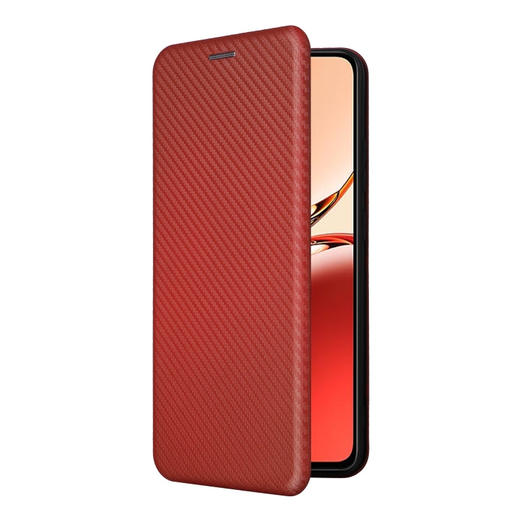 For OPPO Reno12 F 5G / 4G Carbon Fiber Texture Flip Leather Phone Case