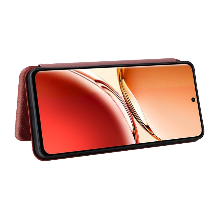 For OPPO Reno12 F 5G / 4G Carbon Fiber Texture Flip Leather Phone Case