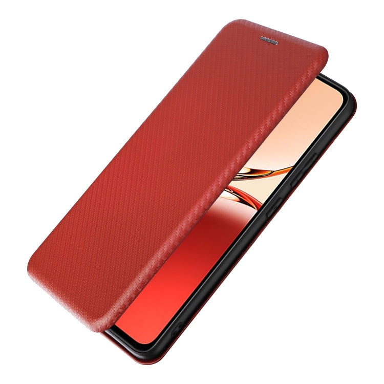 For OPPO Reno12 F 5G / 4G Carbon Fiber Texture Flip Leather Phone Case