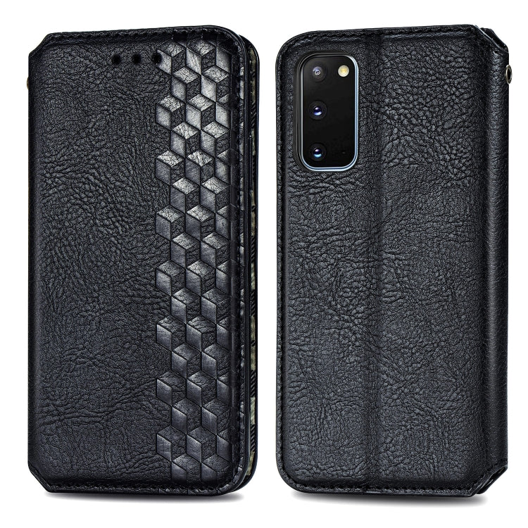For Samsung Galaxy S20 Cubic Grid Pressed Horizontal Flip Magnetic Leather Case with Holder & Card Slots & Wallet