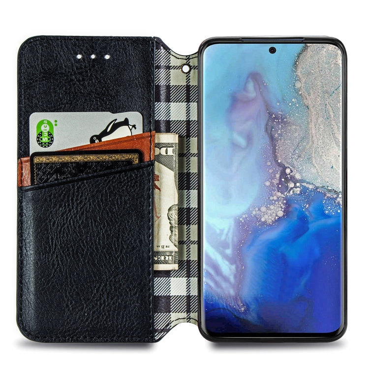 For Samsung Galaxy S20 Cubic Grid Pressed Horizontal Flip Magnetic Leather Case with Holder & Card Slots & Wallet