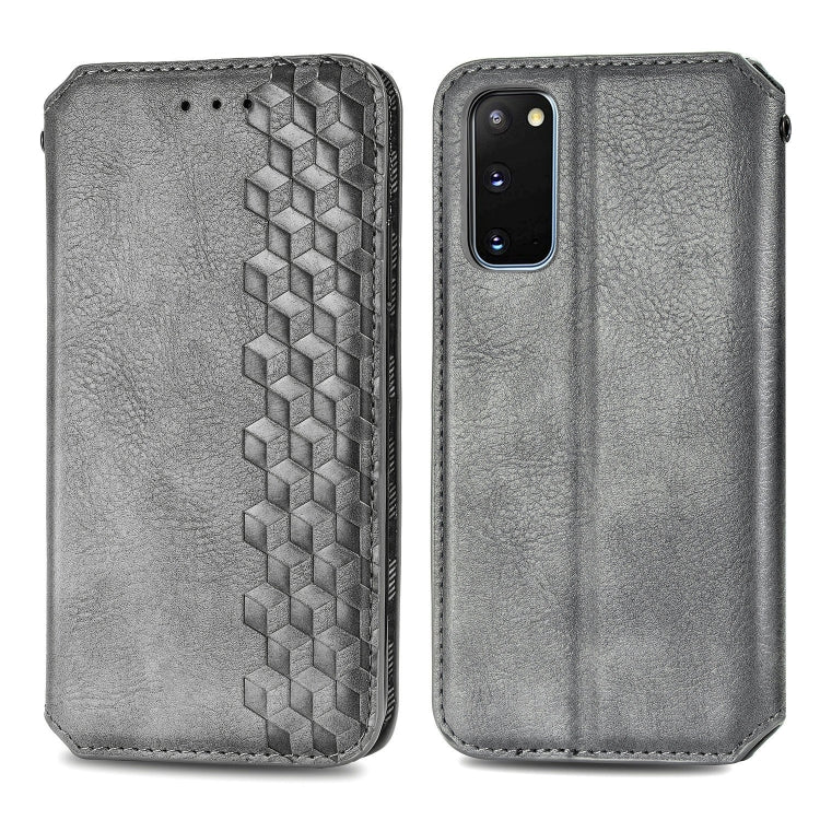 For Samsung Galaxy S20 Cubic Grid Pressed Horizontal Flip Magnetic Leather Case with Holder & Card Slots & Wallet