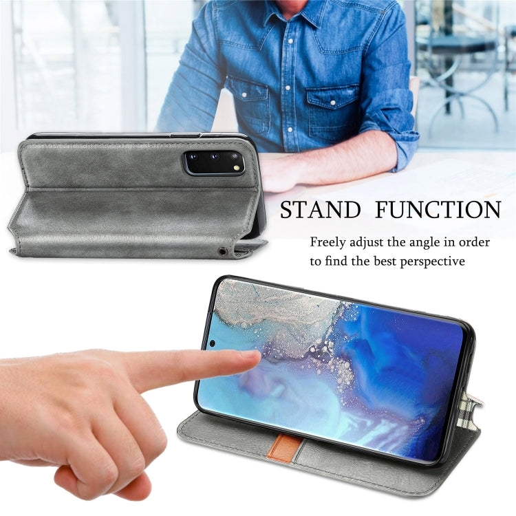 For Samsung Galaxy S20 Cubic Grid Pressed Horizontal Flip Magnetic Leather Case with Holder & Card Slots & Wallet