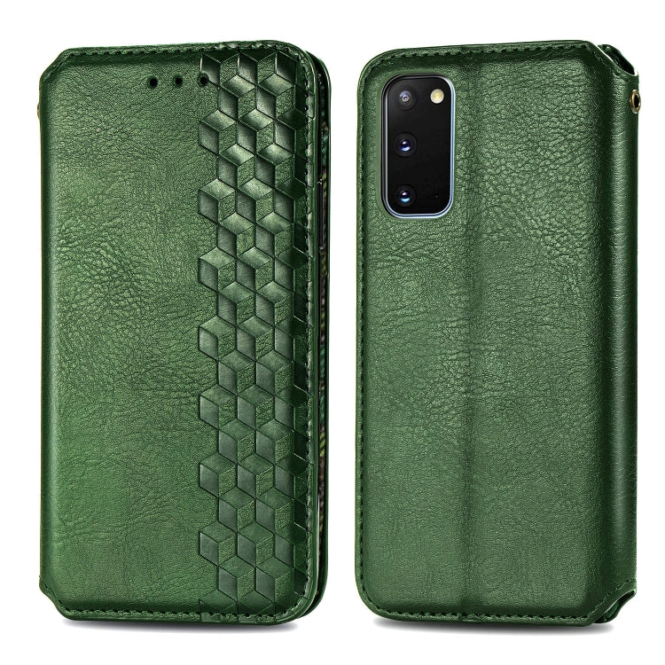 For Samsung Galaxy S20 Cubic Grid Pressed Horizontal Flip Magnetic Leather Case with Holder & Card Slots & Wallet