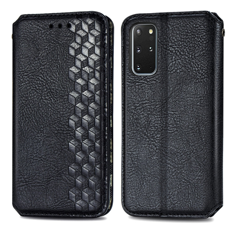 For Samsung Galaxy S20+ Cubic Grid Pressed Horizontal Flip Magnetic Leather Case with Holder & Card Slots & Wallet