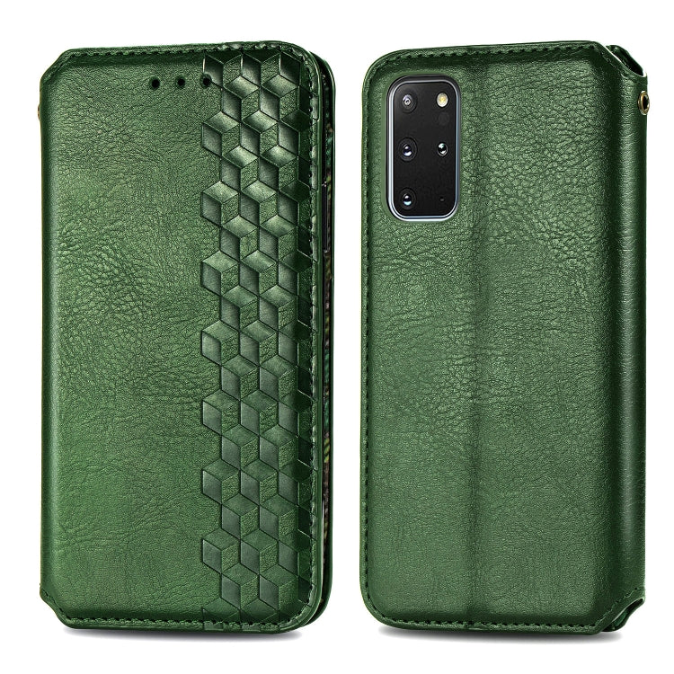 For Samsung Galaxy S20+ Cubic Grid Pressed Horizontal Flip Magnetic Leather Case with Holder & Card Slots & Wallet