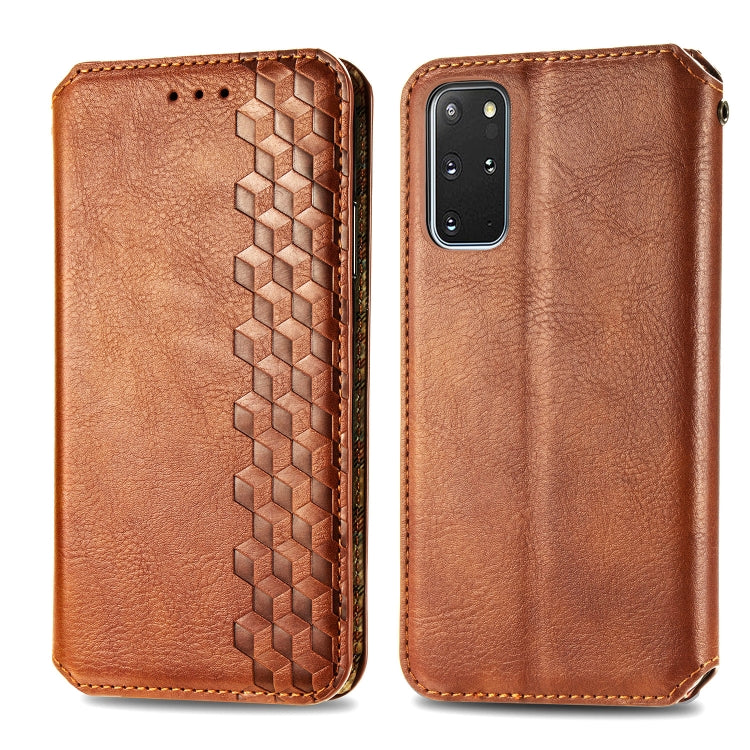 For Samsung Galaxy S20+ Cubic Grid Pressed Horizontal Flip Magnetic Leather Case with Holder & Card Slots & Wallet