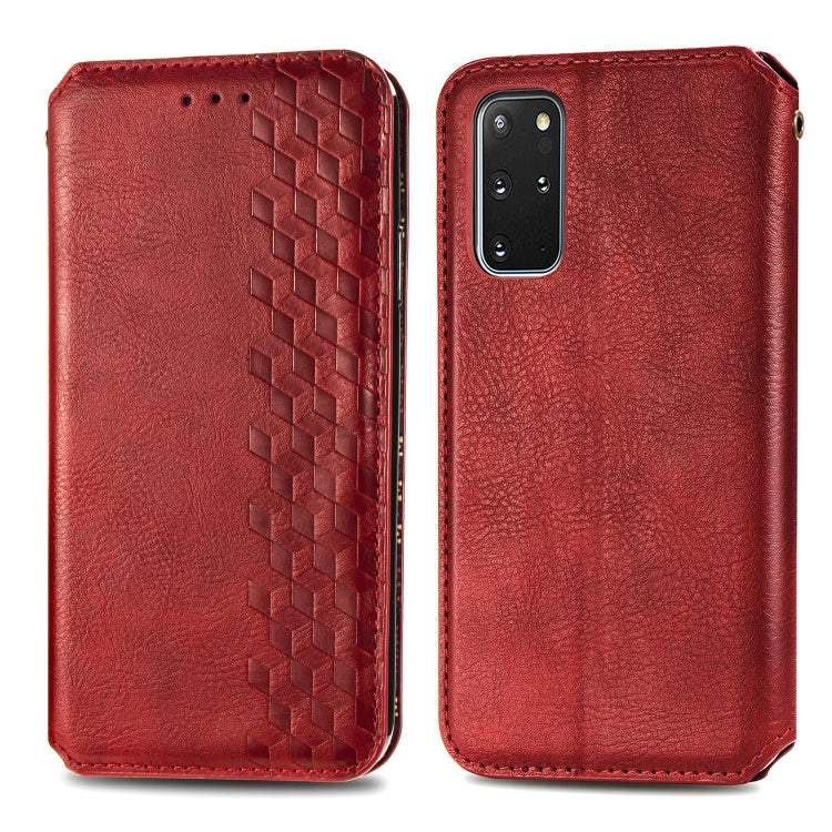 For Samsung Galaxy S20+ Cubic Grid Pressed Horizontal Flip Magnetic Leather Case with Holder & Card Slots & Wallet