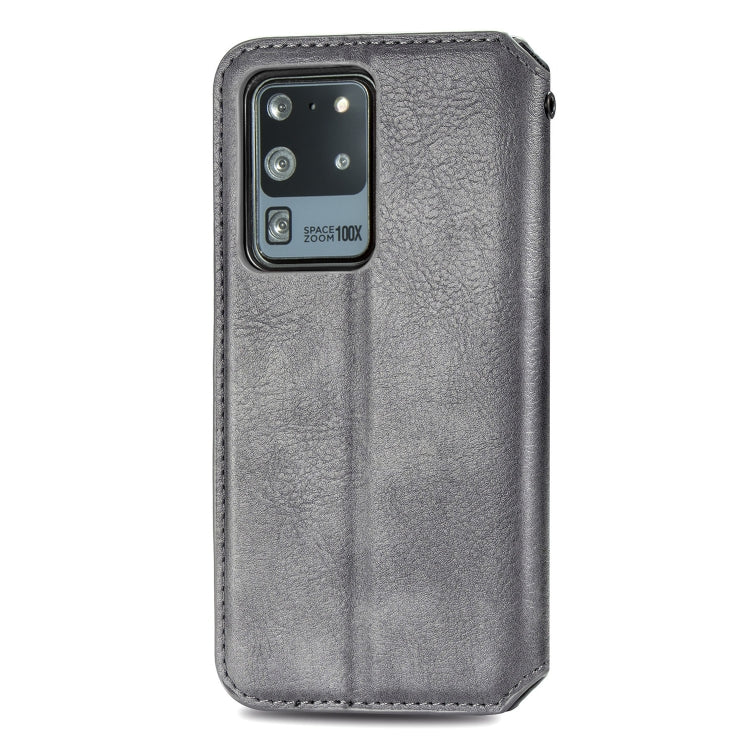 For Samsung Galaxy S20 Ultra Cubic Grid Pressed Horizontal Flip Magnetic Leather Case with Holder & Card Slots & Wallet