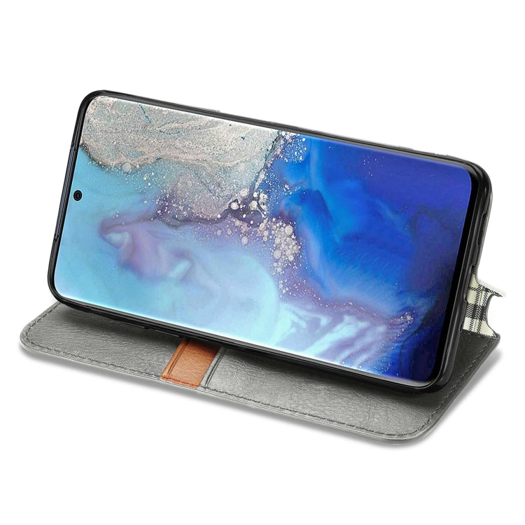 For Samsung Galaxy S20 Ultra Cubic Grid Pressed Horizontal Flip Magnetic Leather Case with Holder & Card Slots & Wallet