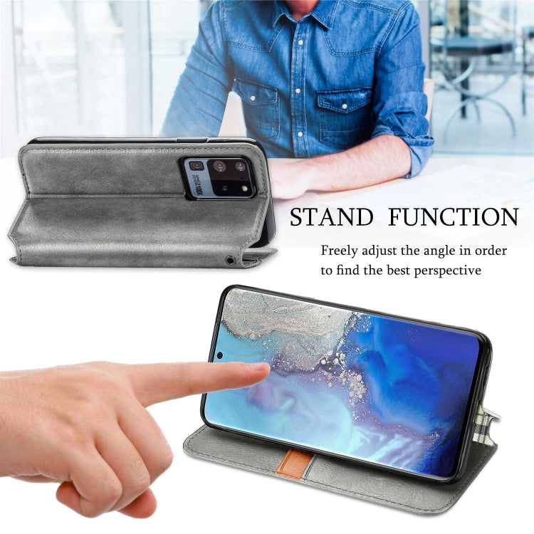 For Samsung Galaxy S20 Ultra Cubic Grid Pressed Horizontal Flip Magnetic Leather Case with Holder & Card Slots & Wallet