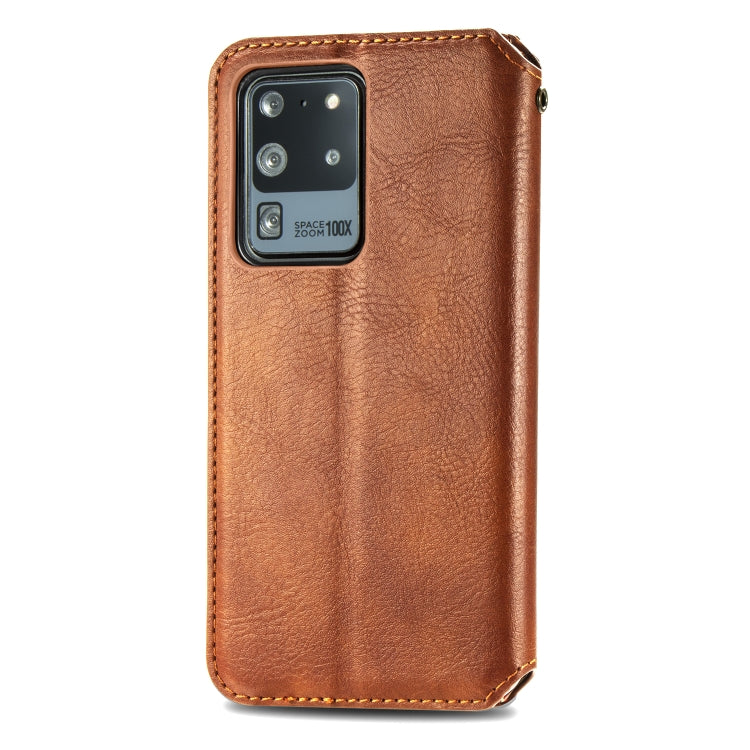 For Samsung Galaxy S20 Ultra Cubic Grid Pressed Horizontal Flip Magnetic Leather Case with Holder & Card Slots & Wallet