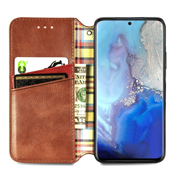For Samsung Galaxy S20 Ultra Cubic Grid Pressed Horizontal Flip Magnetic Leather Case with Holder & Card Slots & Wallet