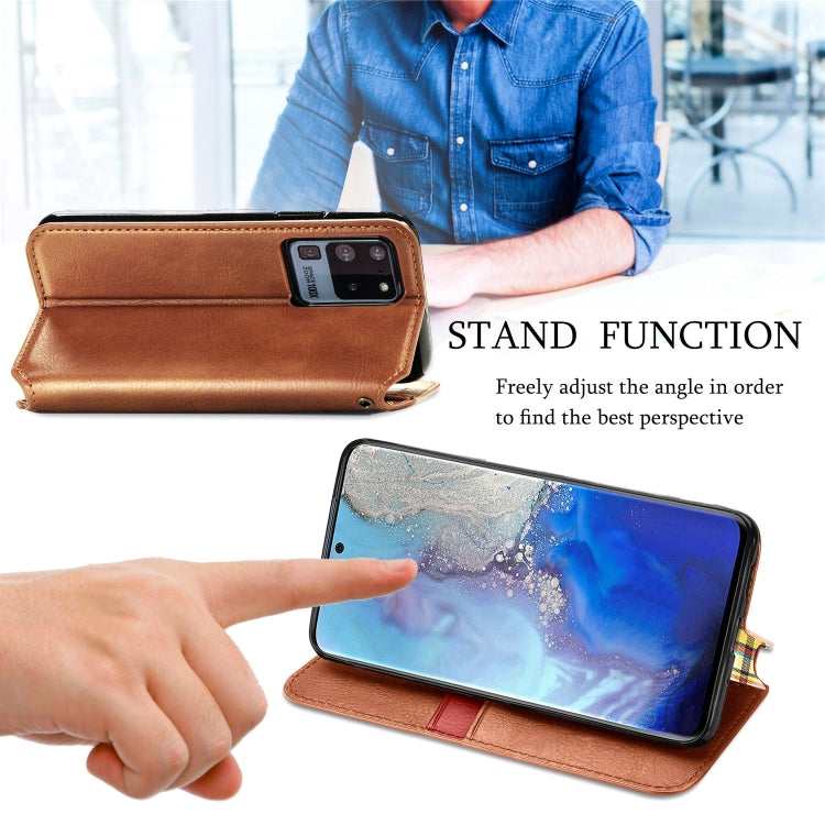 For Samsung Galaxy S20 Ultra Cubic Grid Pressed Horizontal Flip Magnetic Leather Case with Holder & Card Slots & Wallet