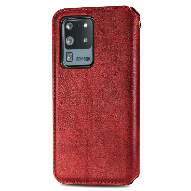 For Samsung Galaxy S20 Ultra Cubic Grid Pressed Horizontal Flip Magnetic Leather Case with Holder & Card Slots & Wallet