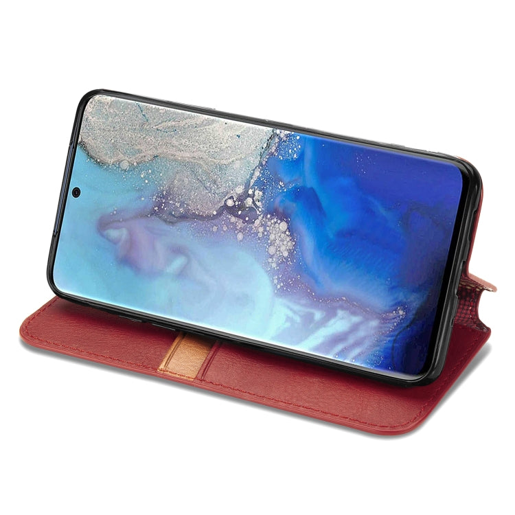 For Samsung Galaxy S20 Ultra Cubic Grid Pressed Horizontal Flip Magnetic Leather Case with Holder & Card Slots & Wallet