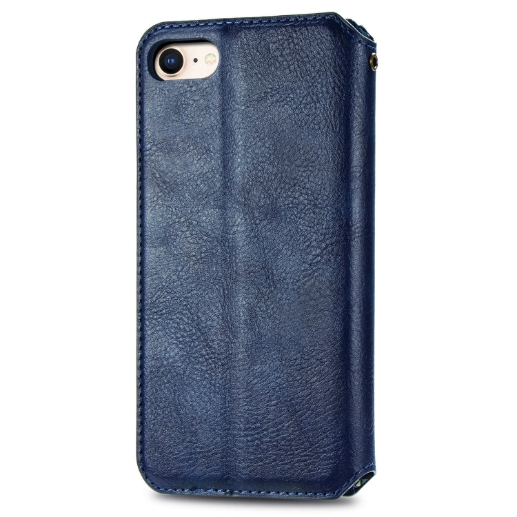 For iPhone SE 2022 / SE 2020 / 8 / 7 Cubic Grid Pressed Horizontal Flip Magnetic Leather Case with Holder & Card Slots & Wallet
