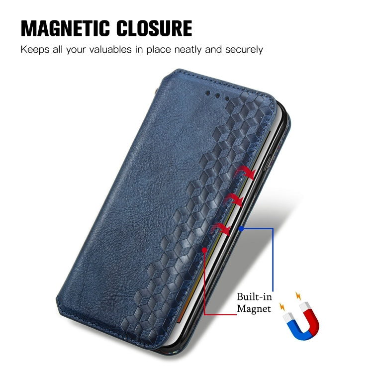 For iPhone SE 2022 / SE 2020 / 8 / 7 Cubic Grid Pressed Horizontal Flip Magnetic Leather Case with Holder & Card Slots & Wallet