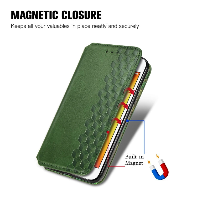 For iPhone SE 2022 / SE 2020 / 8 / 7 Cubic Grid Pressed Horizontal Flip Magnetic Leather Case with Holder & Card Slots & Wallet