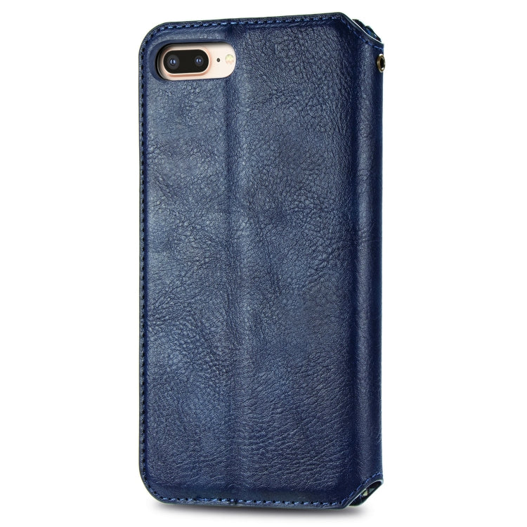 For iPhone 8 Plus & 7Plus Cubic Grid Pressed Horizontal Flip Magnetic Leather Case with Holder & Card Slots & Wallet