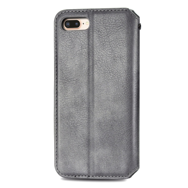 For iPhone 8 Plus & 7Plus Cubic Grid Pressed Horizontal Flip Magnetic Leather Case with Holder & Card Slots & Wallet