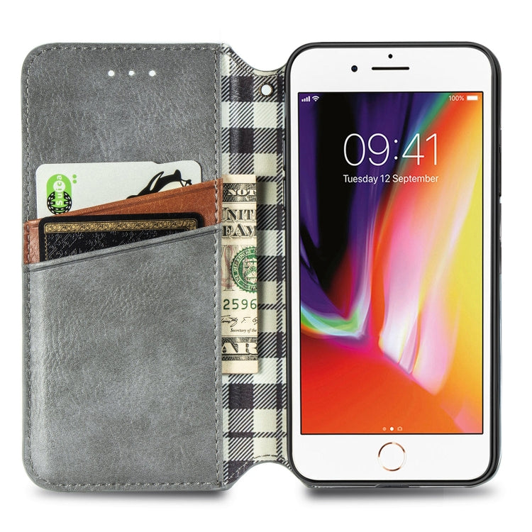 For iPhone 8 Plus & 7Plus Cubic Grid Pressed Horizontal Flip Magnetic Leather Case with Holder & Card Slots & Wallet