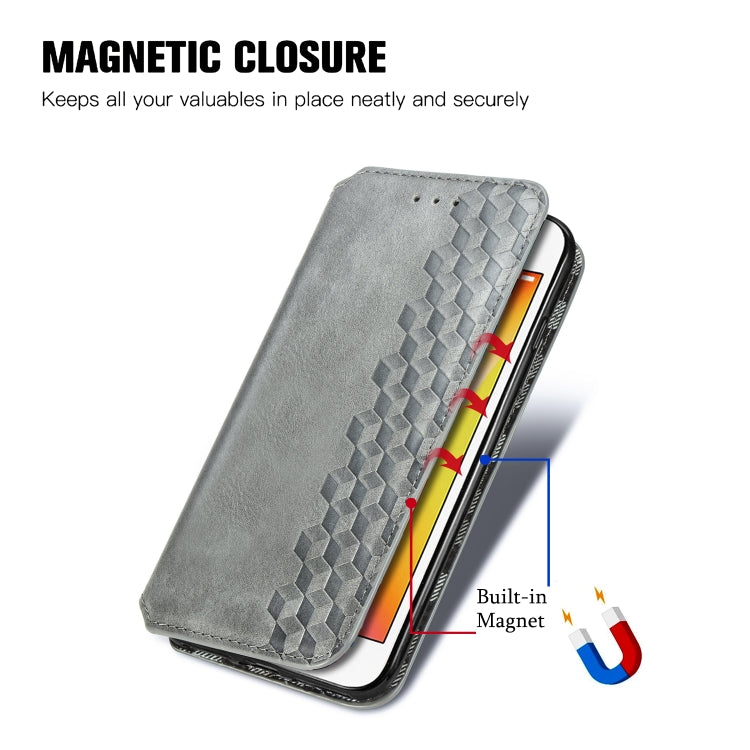 For iPhone 8 Plus & 7Plus Cubic Grid Pressed Horizontal Flip Magnetic Leather Case with Holder & Card Slots & Wallet