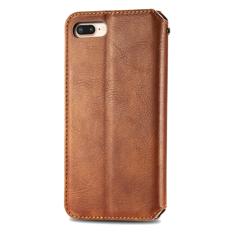 For iPhone 8 Plus & 7Plus Cubic Grid Pressed Horizontal Flip Magnetic Leather Case with Holder & Card Slots & Wallet
