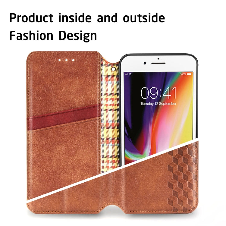 For iPhone 8 Plus & 7Plus Cubic Grid Pressed Horizontal Flip Magnetic Leather Case with Holder & Card Slots & Wallet