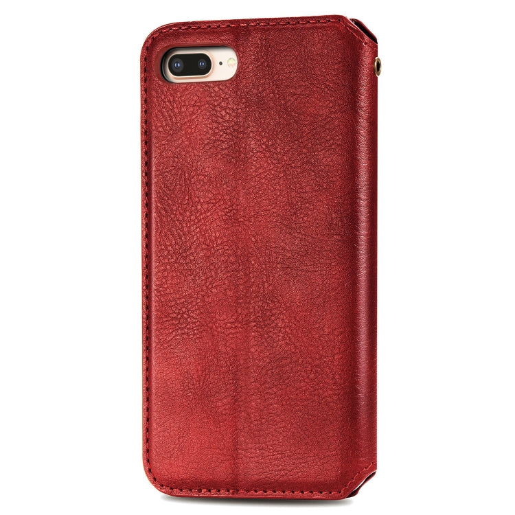 For iPhone 8 Plus & 7Plus Cubic Grid Pressed Horizontal Flip Magnetic Leather Case with Holder & Card Slots & Wallet