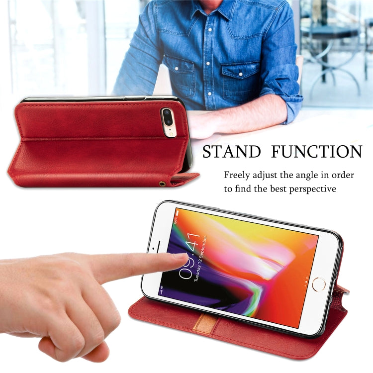 For iPhone 8 Plus & 7Plus Cubic Grid Pressed Horizontal Flip Magnetic Leather Case with Holder & Card Slots & Wallet