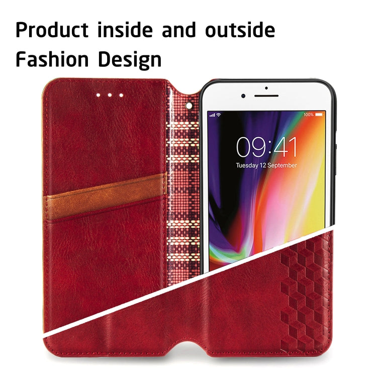 For iPhone 8 Plus & 7Plus Cubic Grid Pressed Horizontal Flip Magnetic Leather Case with Holder & Card Slots & Wallet